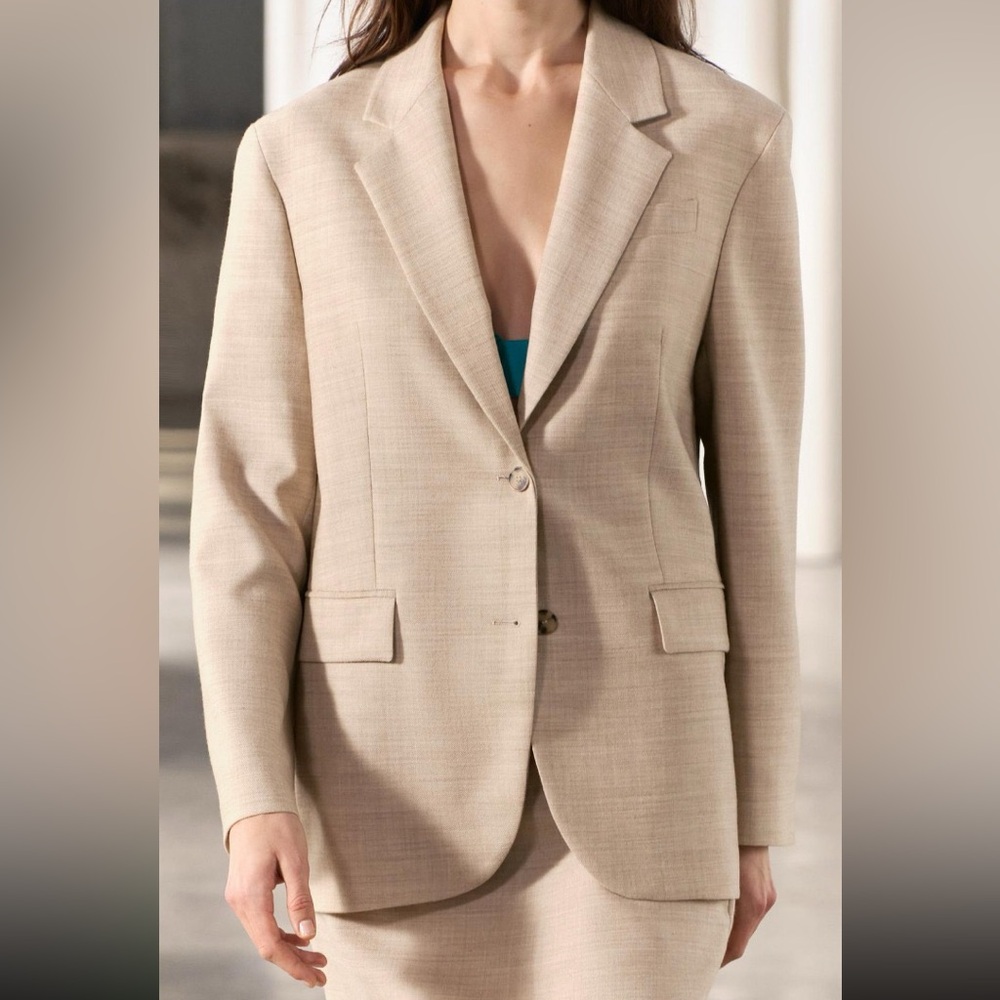 Zara, Sand, straight cut wool jacket ZW collection, Medium